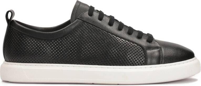 Kazar Zwarte geperforeerde leren sneakers Black Heren