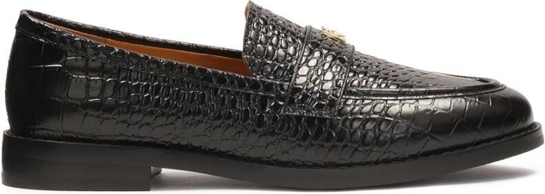 Kazar Zwarte klassieke reliëflederen loafers Black Dames