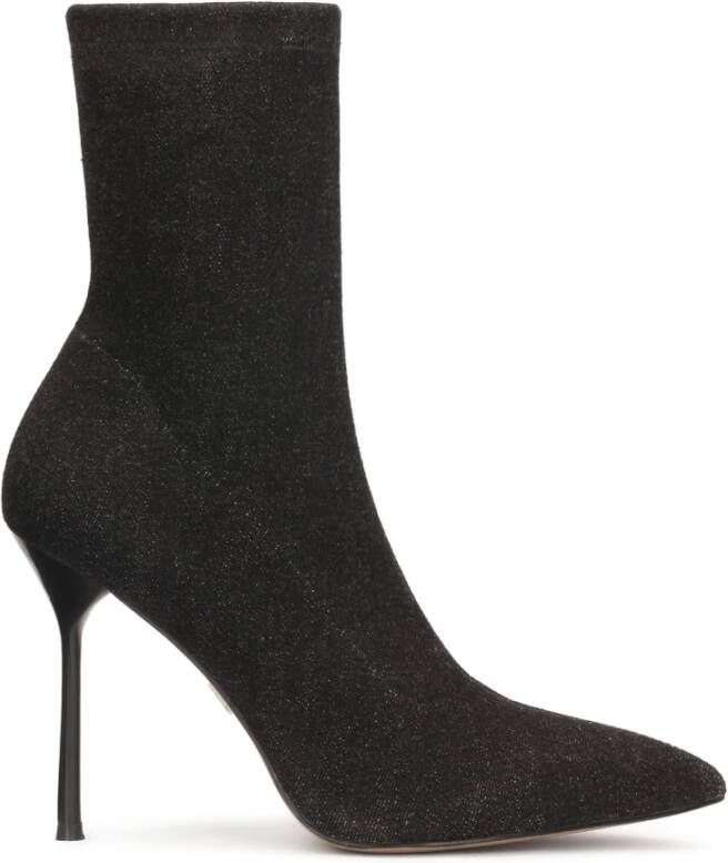 Kazar Zwarte laarzen van denim op een dunne stilettohak Black Dames