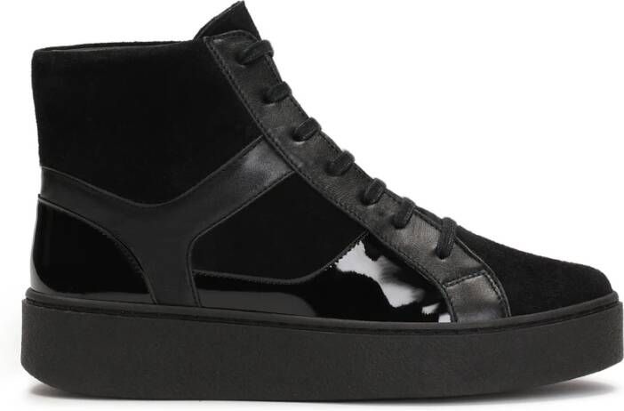 Kazar Zwarte Leren Enkelsneakers Black Dames