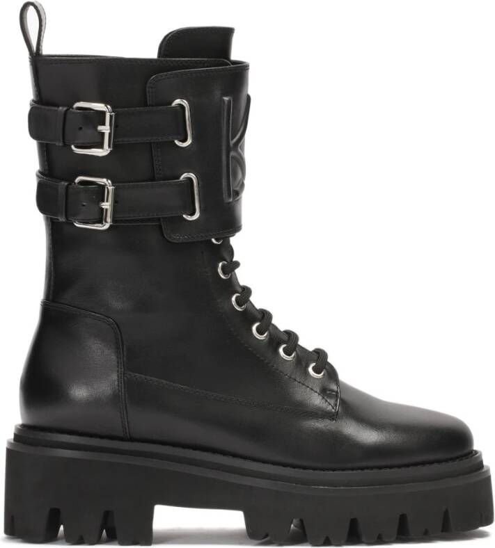 Kazar Zwarte leren laarzen in militaire stijl Black Dames