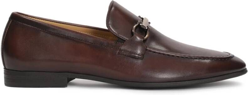 Kazar Zwarte leren loafers voor heren met een metalen klem Brown Heren