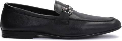 Kazar Zwarte leren loafers voor heren met metalen decoratie Black Heren