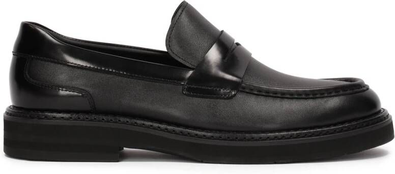 Kazar Zwarte leren loafers voor mannen Black Heren