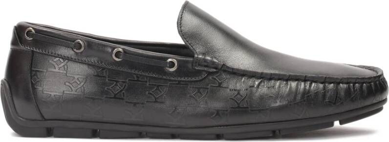 Kazar Zwarte leren mocassins met monogrammen Black Heren