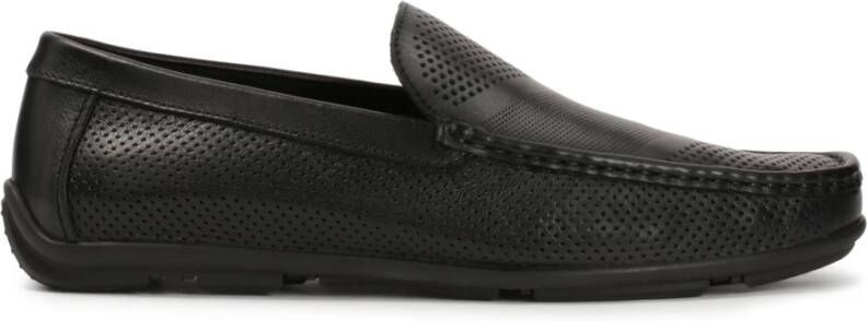 Kazar Zwarte leren mocassins versierd met perforaties Black Heren