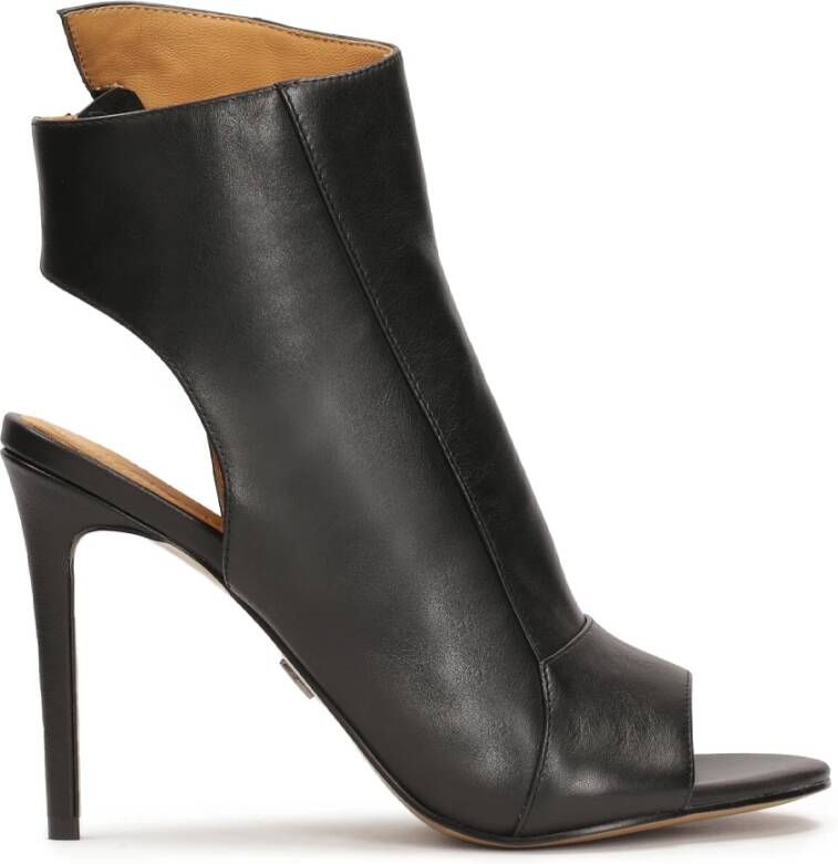 Kazar Zwarte leren peep toe laarzen Black Dames