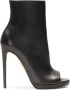 Kazar Zwarte leren peep toe laarzen met rits Black Dames - Thumbnail 2