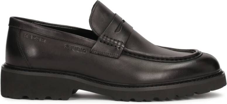 Kazar Zwarte leren Penny Loafers Black Heren