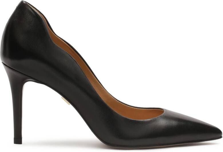 Kazar Zwarte leren pumps met golvende bovenkant Black Dames