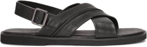 Kazar Zwarte leren sandalen met gesp Black Heren