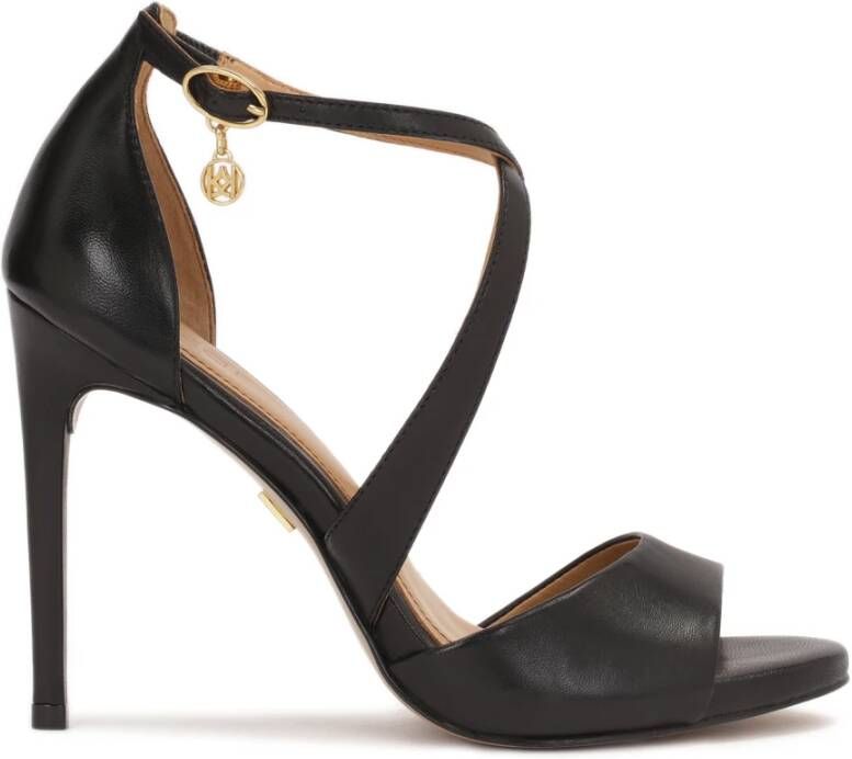 Kazar Zwarte leren sandalen met kruisbanden Black Dames