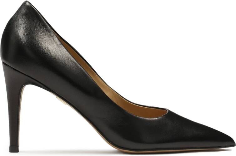 Kazar Zwarte leren stiletto's met puntige neuzen Black Dames