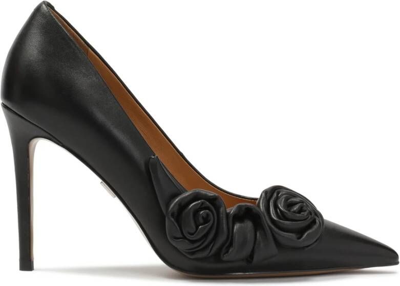 Kazar Zwarte leren stiletto's met rozen Black Dames