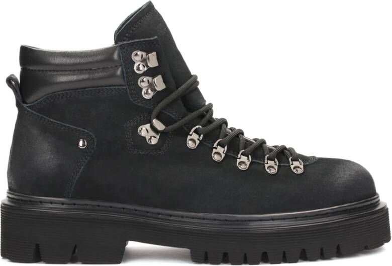 Kazar Zwarte Leren Wandelschoenen Black Heren