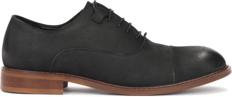 Kazar Zwarte nubuck schoenen op contrasterende zool Black Heren