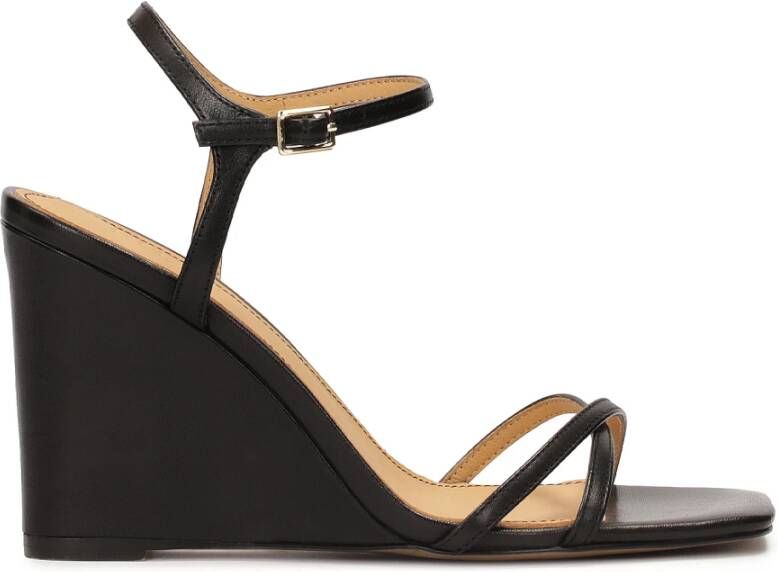 Kazar Zwarte platform sandalen met vierkante neus Black Dames