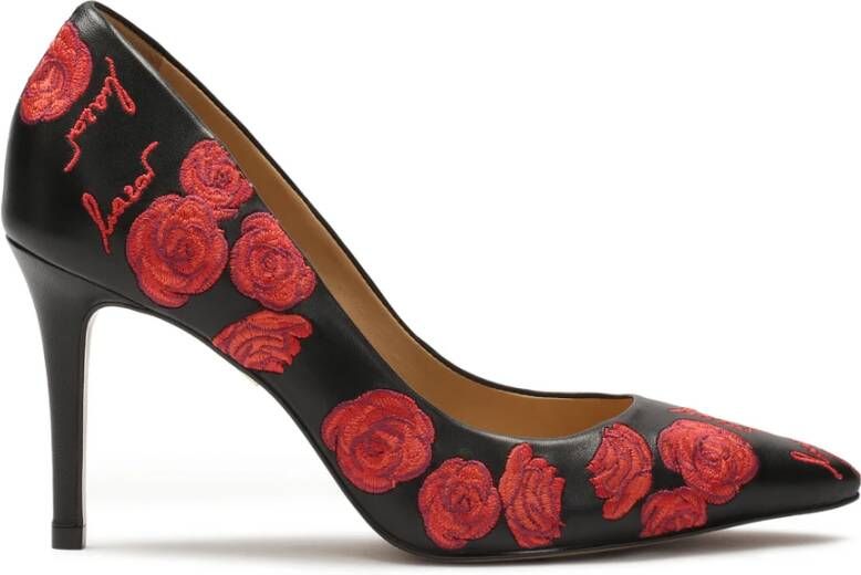 Kazar Zwarte pumps met bloemenborduurpatroon Multicolor Dames