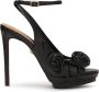 Kazar Zwarte sandalen met leren bloemen Black Dames - Thumbnail 1