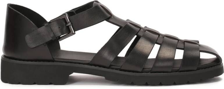 Kazar Zwarte sandalen voor mannen met een bedekte hak en een teen Black Heren