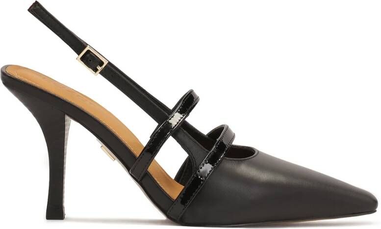 Kazar Zwarte slingback pumps met gelakte bandjes Black Dames