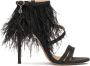 Kazar Zwarte stoffen sandalen versierd met veren Black Dames - Thumbnail 2