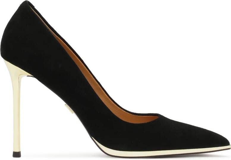 Kazar Zwarte suède pumps met gouden hak Black Dames