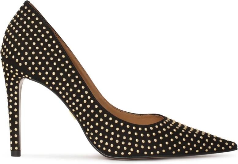 Kazar Zwarte suède pumps met gouden studs Black Dames