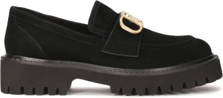 Kazar Zwarte suède schoenen met een groot monogram Black Dames