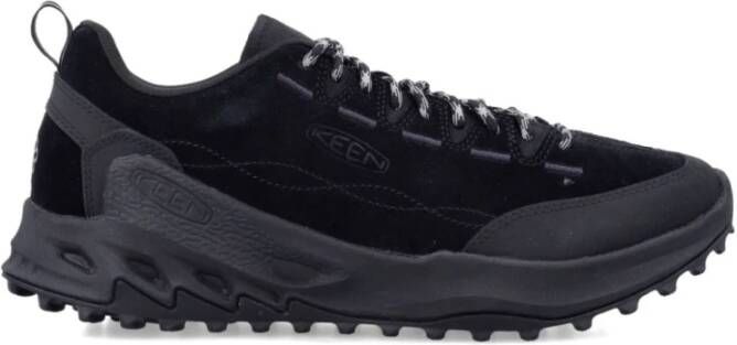 Keen Zwarte Leren Sneakers Hoge Grip Rubber Black Heren