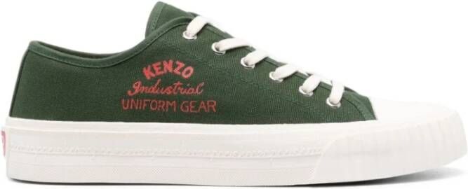 Kenzo Canvas Almond Toe Sneakers Green Heren