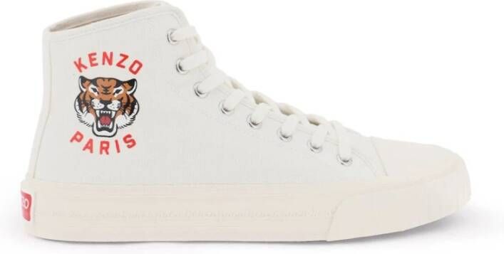 Kenzo Canvas High-Top Sneakers met Lucky Tiger Print White Dames