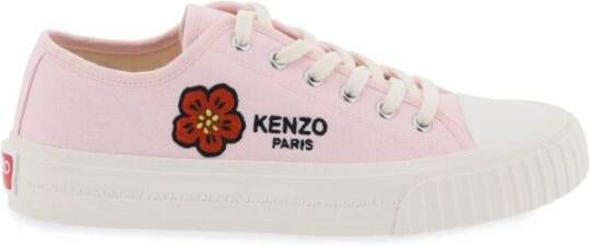 Kenzo Canvas School Sneakers met Geborduurde Boke Bloem Pink Dames