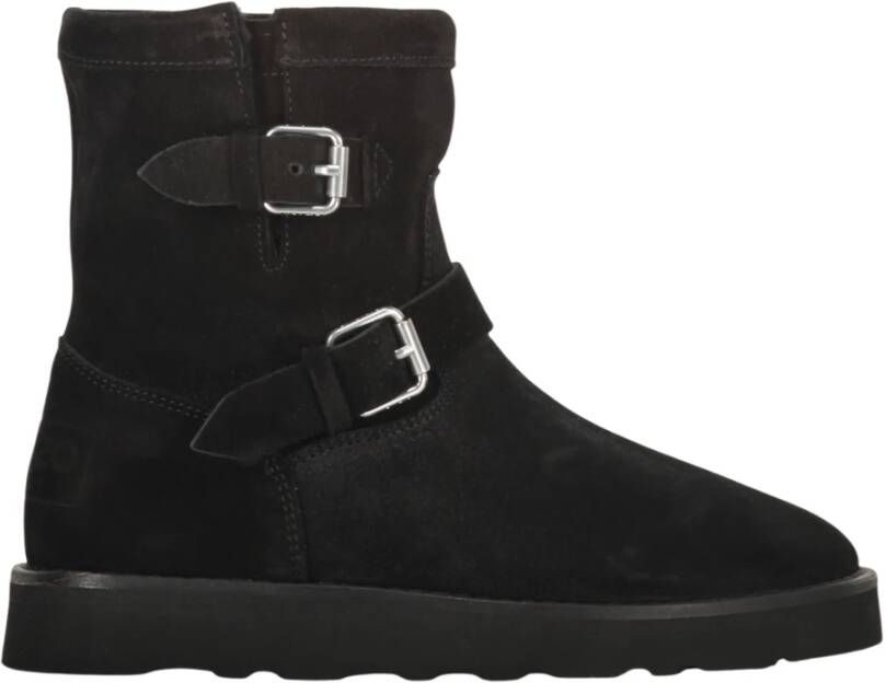 Kenzo Enkellaarzen met nep shearling en gespen Black Dames