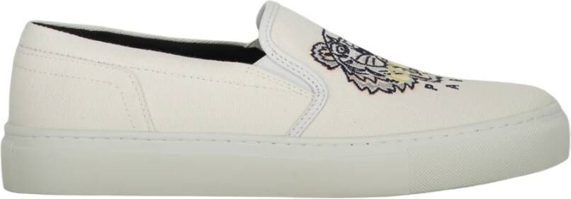 Kenzo Geborduurde Canvas Instap Sneakers White Dames