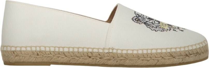 Kenzo Geborduurde katoenen espadrilles met gevlochten koord White Dames