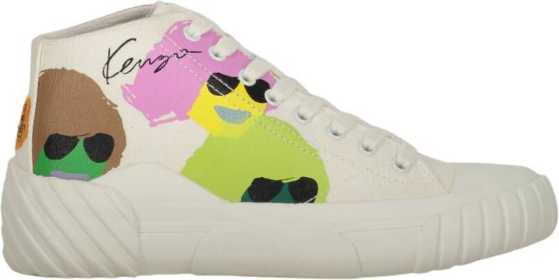 Kenzo Hoge canvas sneakers met contrastzool White Dames