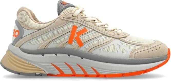 Kenzo Lage Top Sneakers met Suède Inzetstukken Beige Heren