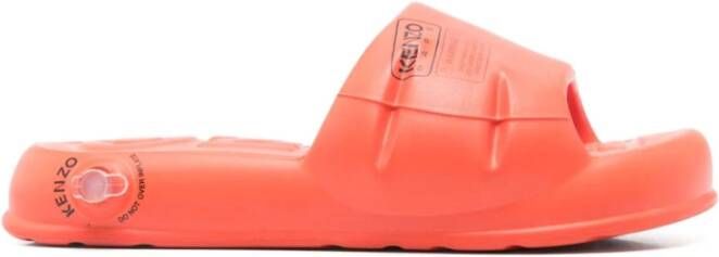 Kenzo Oranje Ronde Neus Platte Sandalen Orange Heren