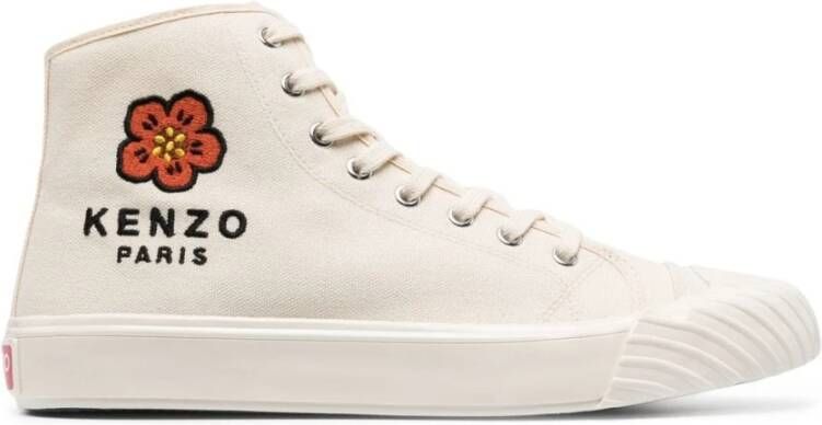 Kenzo Hoge sneakers voor dames in crèmekleurig canvas met Boke Flower-patroon Beige Dames