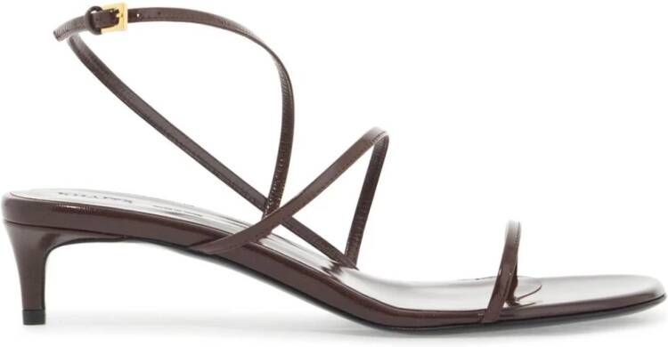 Khaite Glanzende Leren Loop Sandalen Brown Dames