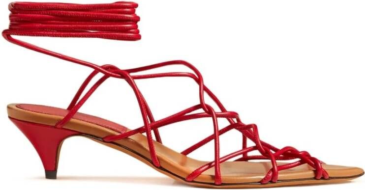 Khaite Puntige Neus Leren Sandalen Red Dames