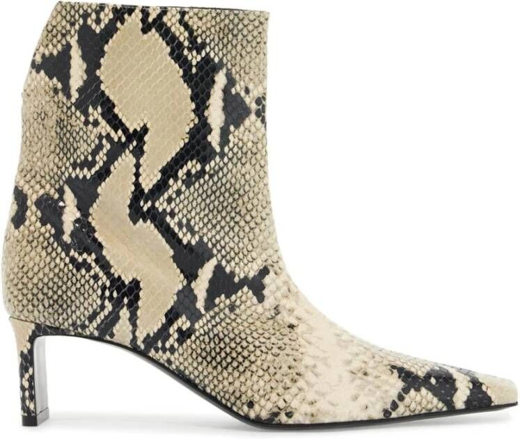 Khaite Python Leren Enkellaarzen met V-Cut Gray Dames