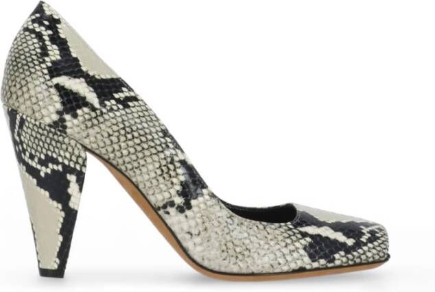 Khaite Python Leren Hakken Open Teen Schoenen Beige Dames