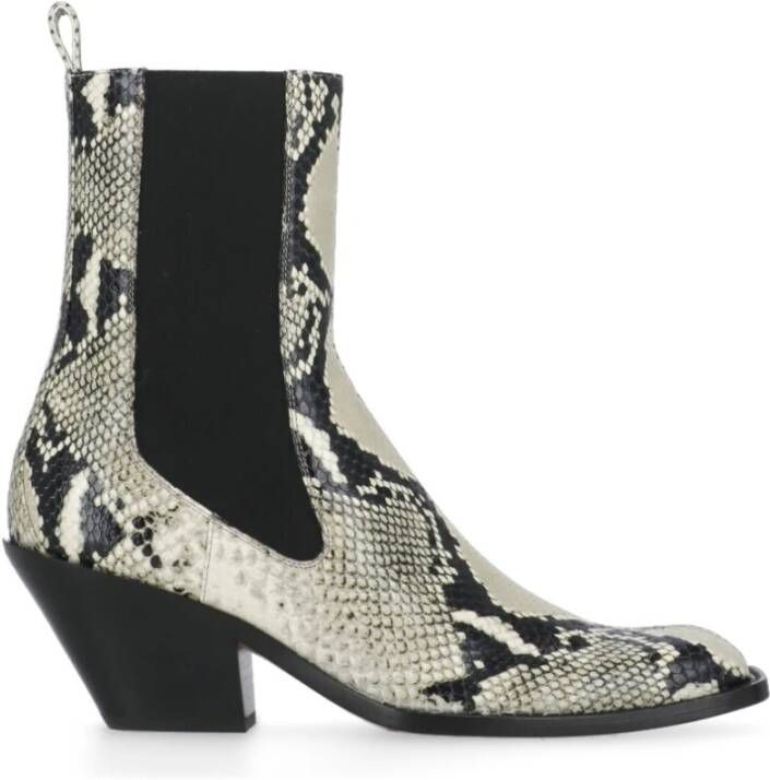 Khaite Python Leren Laarzen met Vierkante Neus Beige Dames