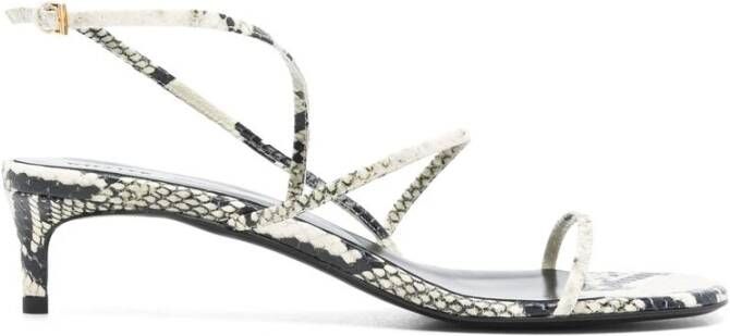 Khaite Slangenprint Kitten Heel Sandalen White Dames