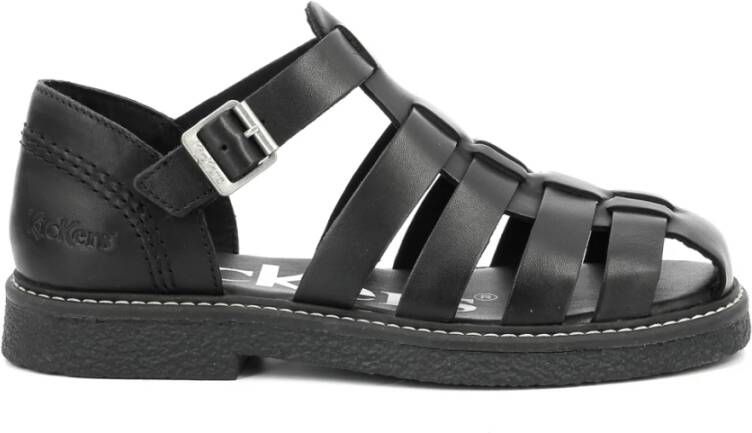 Kickers Comfort Leren Sandalen Black Dames