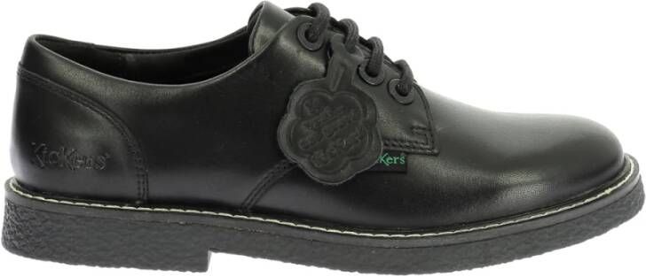 Kickers Comfortabele Leren Derby Schoenen Black Dames