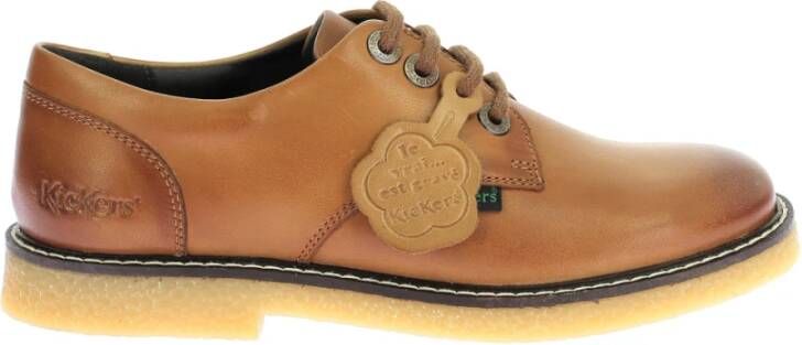 Kickers Comfortabele Leren Derby Schoenen Brown Dames