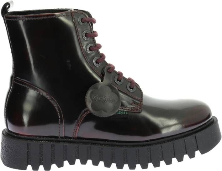 Kickers Facet Veterschoenen van Leer Black Dames